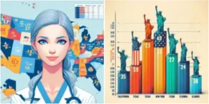 average salaries by state (California, Texas, New York, Florida, Illinois)