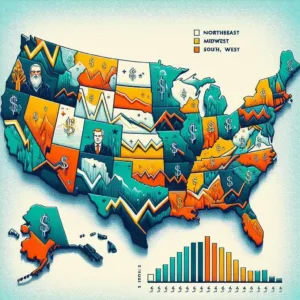 salary growth rates in different U.S. regions (Northeast, Midwest, South, West